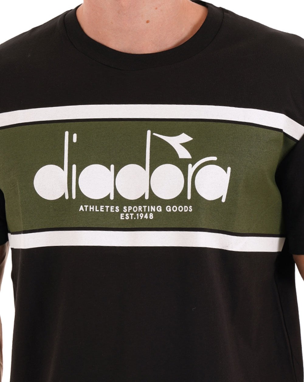 Diadora Logo T-Shirt Schwarz / Grün Gewehr
