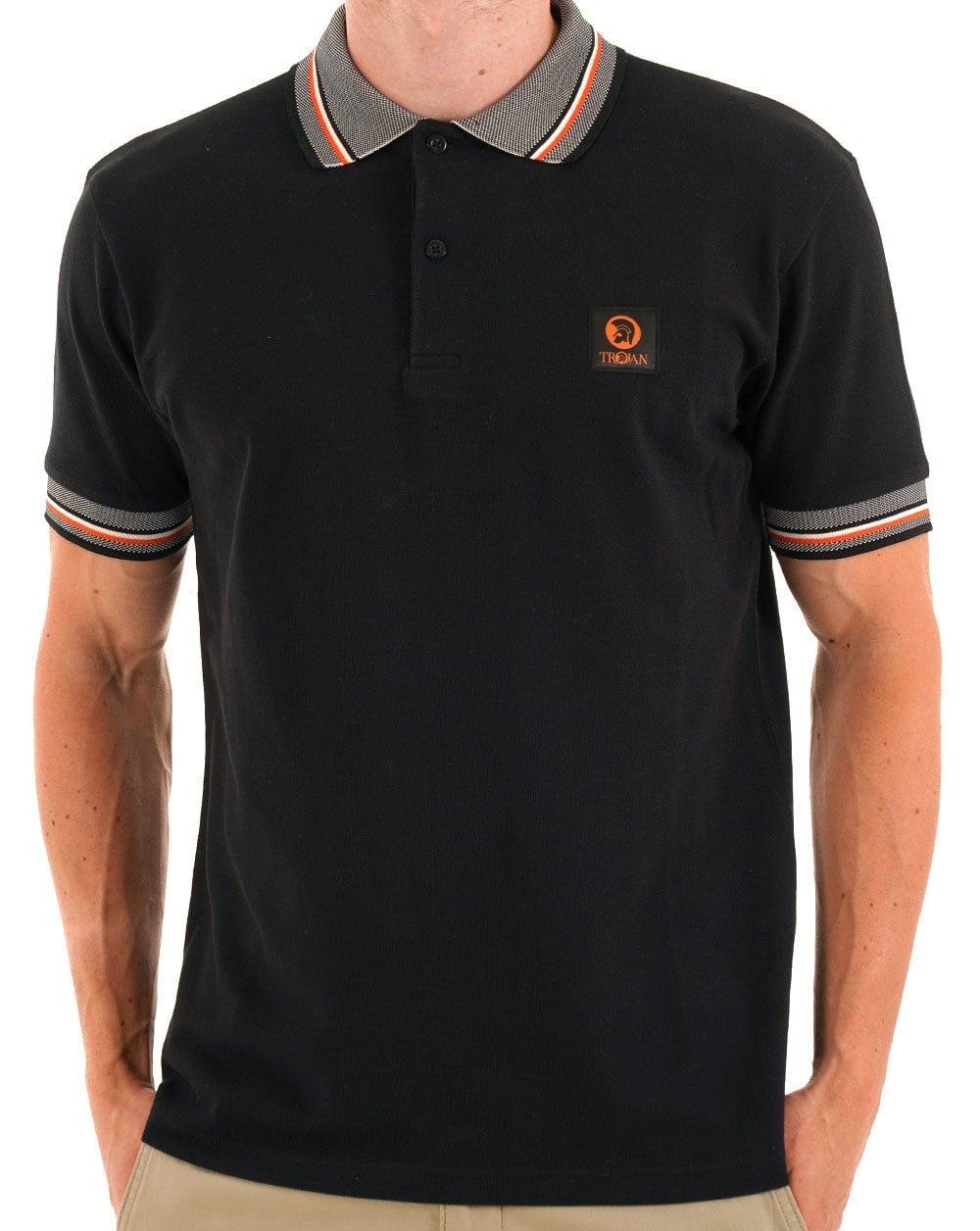 Trojan Poloshirt mit Oxford-Kragen und Piqué-Muster, Schwarz