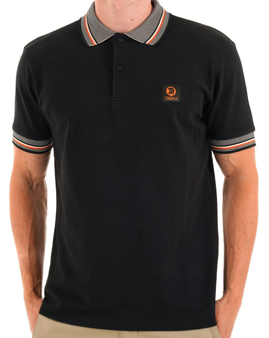 Trojan Poloshirt mit Oxford-Kragen und Piqué-Muster, Schwarz