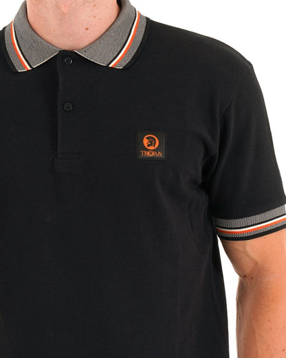 Trojan Poloshirt mit Oxford-Kragen und Piqué-Muster, Schwarz