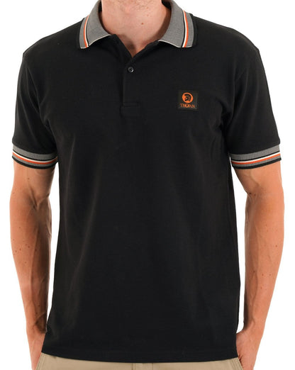 Trojan Poloshirt mit Oxford-Kragen und Piqué-Muster, Schwarz