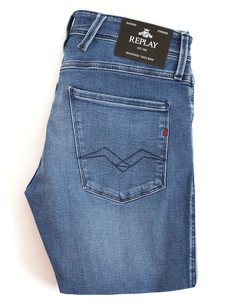 Replay Anbass Slim Fit Jeans Mittelblau