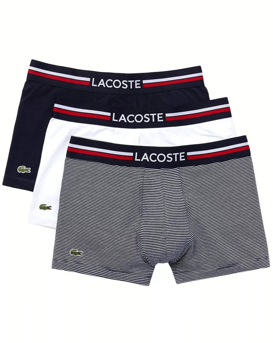 Lacoste Triple Pack Boxer Trunks Navy Blue/White