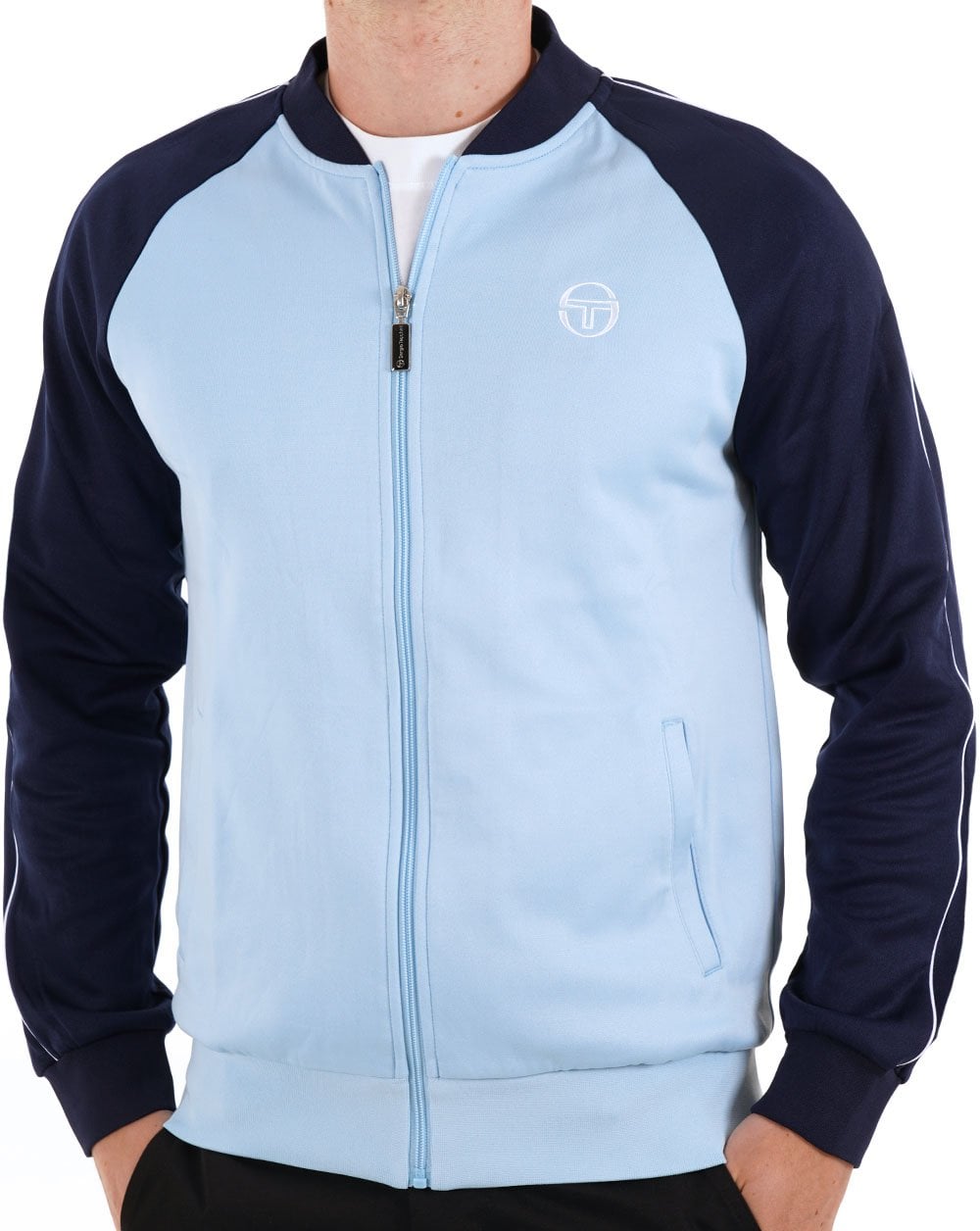 Sergio Tacchini Retro-Trainingsoberteil, Himmelblau/Marineblau