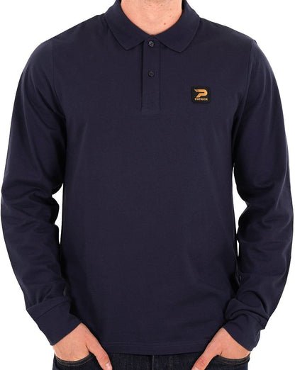 Patrick Luca Langarm-Polohemd, Marineblau