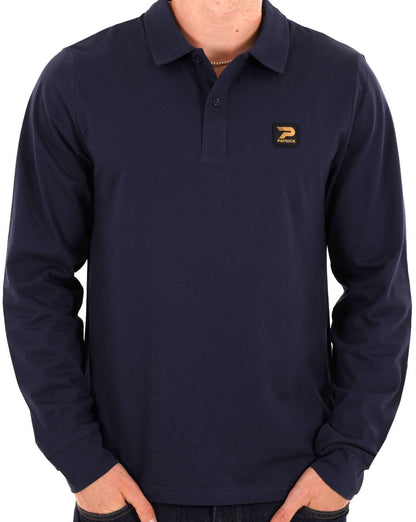 Patrick Luca Langarm-Polohemd, Marineblau