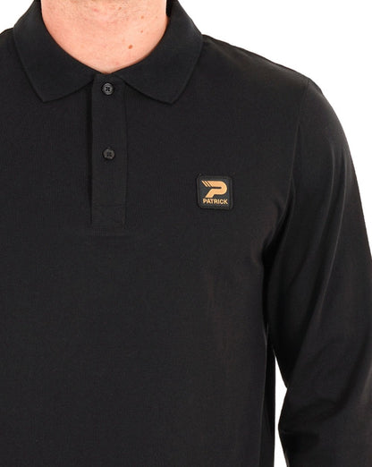 Patrick Luca Langarm-Poloshirt Schwarz