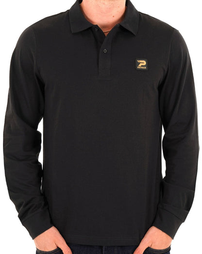 Patrick Luca Langarm-Poloshirt Schwarz