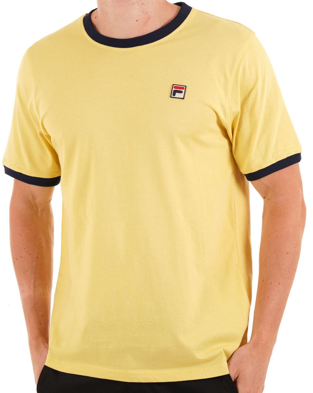Fila Vintage Ringer T-Shirt Gelb/Marineblau