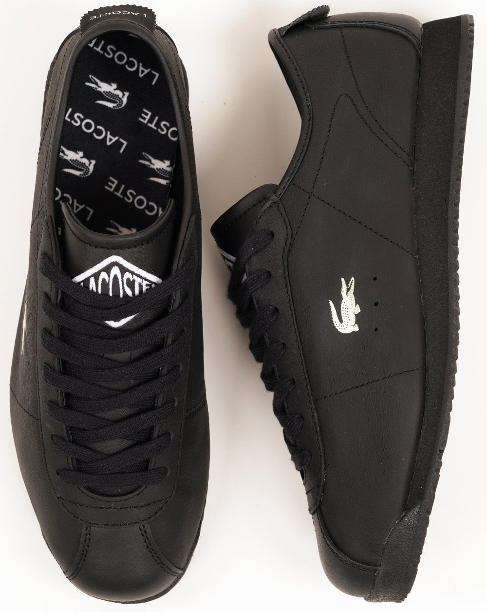 Lacoste Club Low Leder-Sneaker, Schwarz
