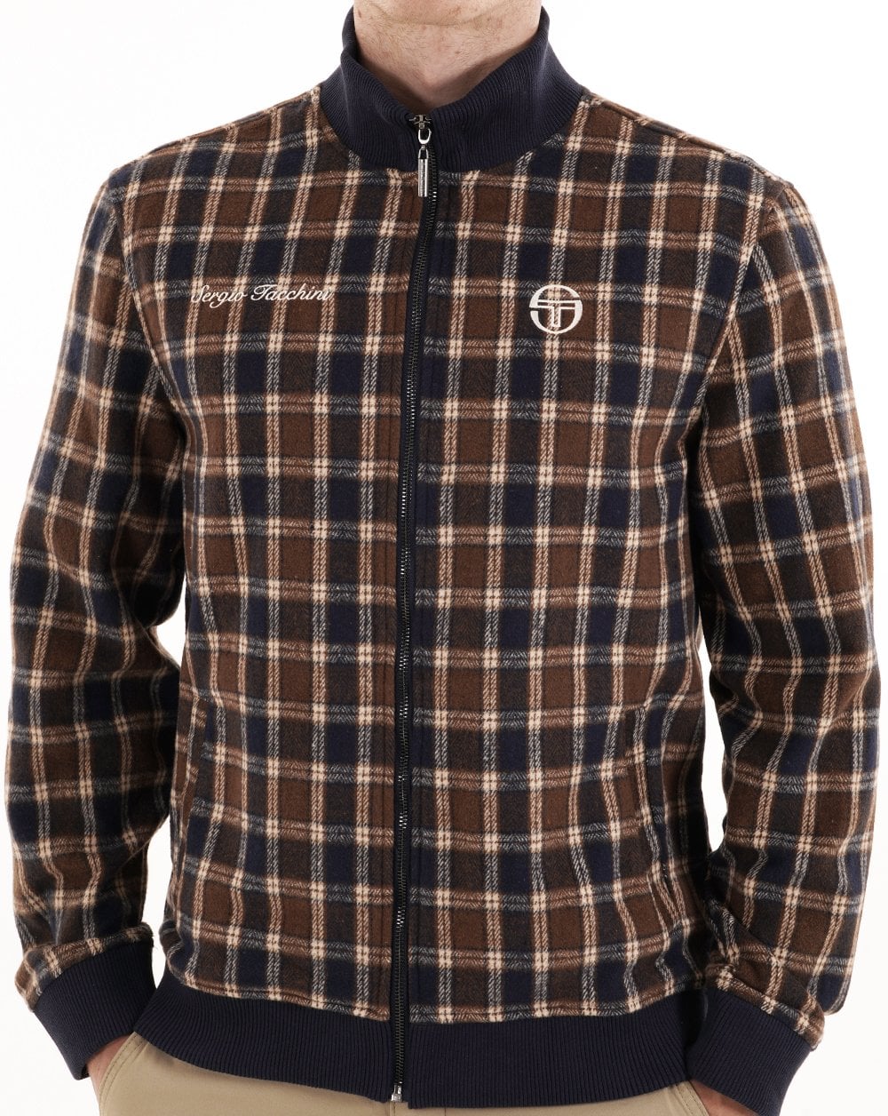 Sergio Tacchini Jacke mit Stehkragen, marineblau kariert