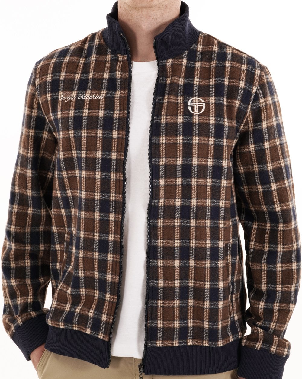 Sergio Tacchini Jacke mit Stehkragen, marineblau kariert