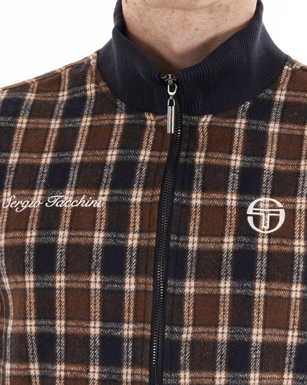Sergio Tacchini Jacke mit Stehkragen, marineblau kariert