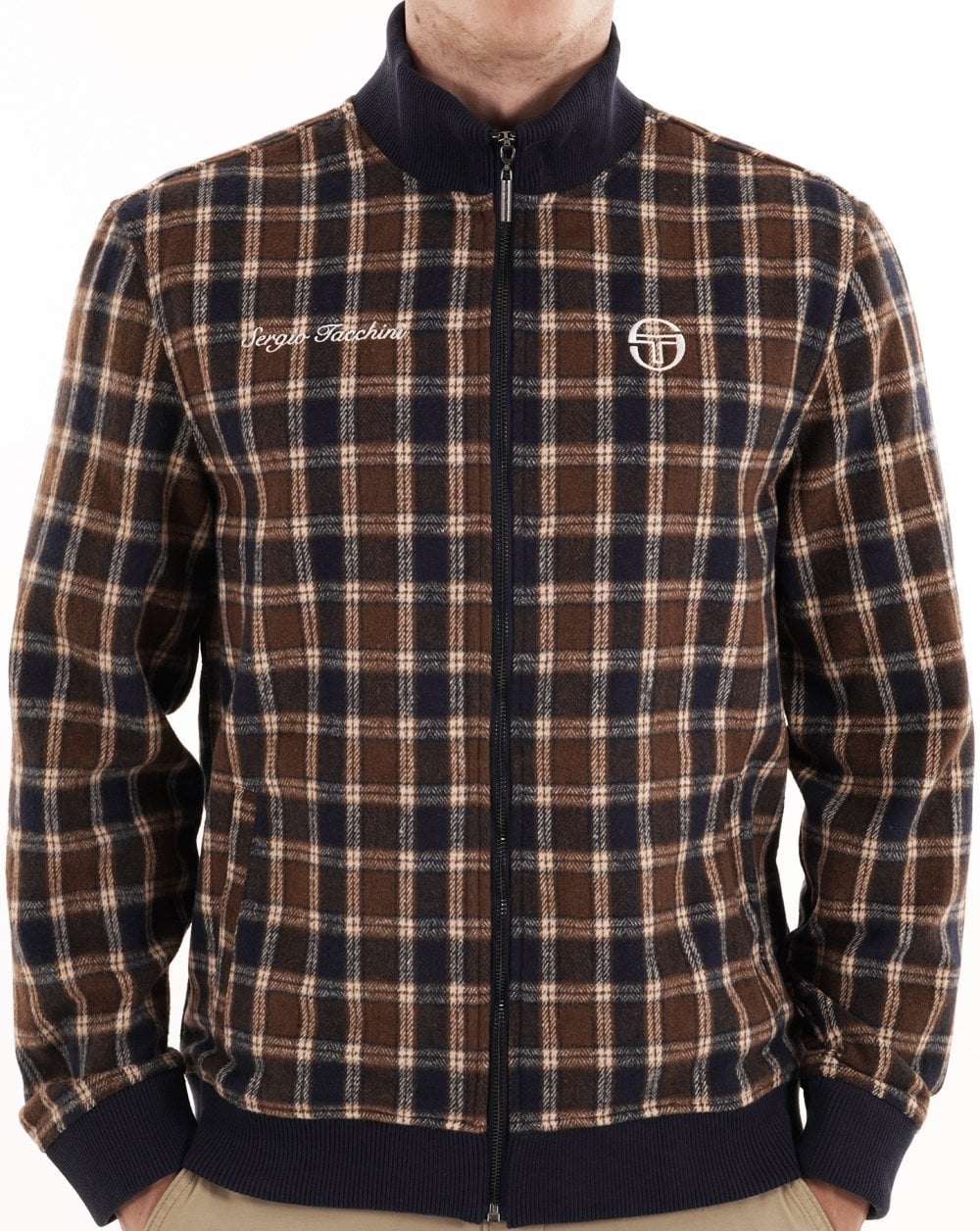 Sergio Tacchini Jacke mit Stehkragen, marineblau kariert
