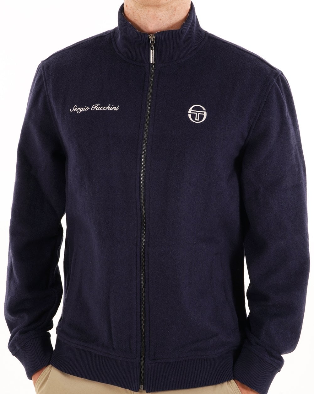 Jacke von Sergio Tacchini. Innenseite mit marineblauem Karomuster