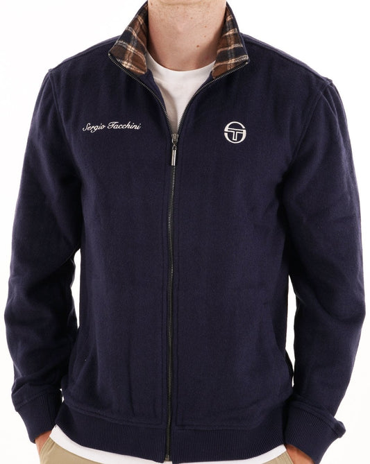 Jacke von Sergio Tacchini. Innenseite mit marineblauem Karomuster
