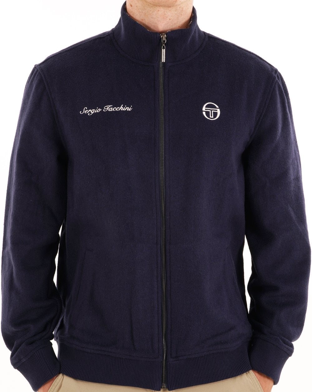 Jacke von Sergio Tacchini. Innenseite mit marineblauem Karomuster