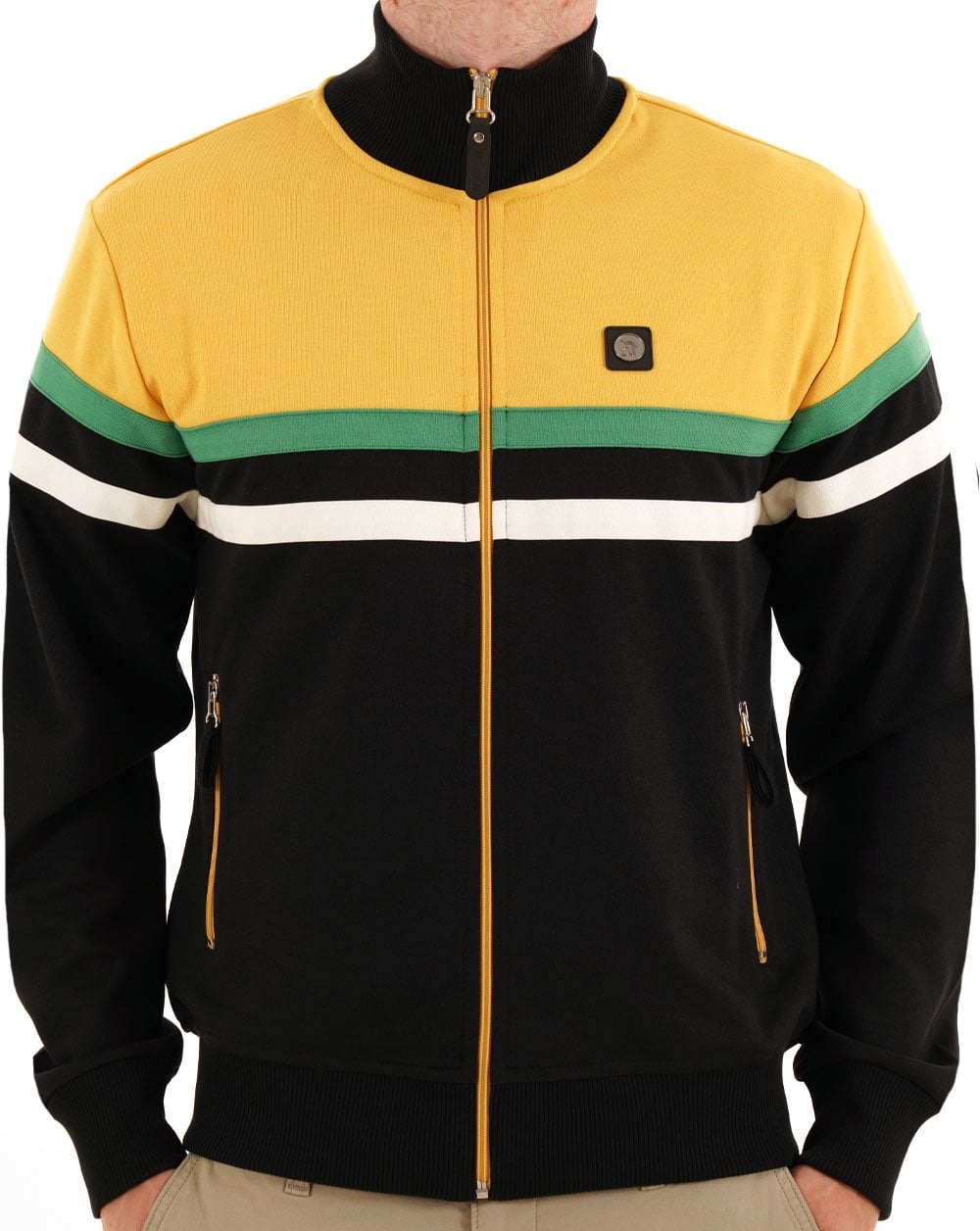Trojan Split Stripe Track Top Schwarz/Gold