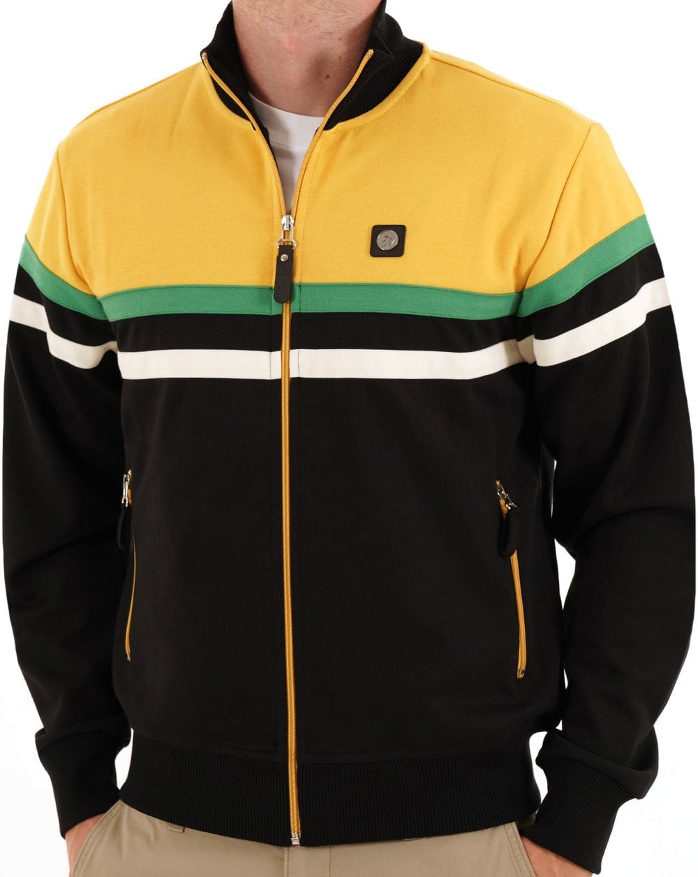Trojan Split Stripe Track Top Schwarz/Gold