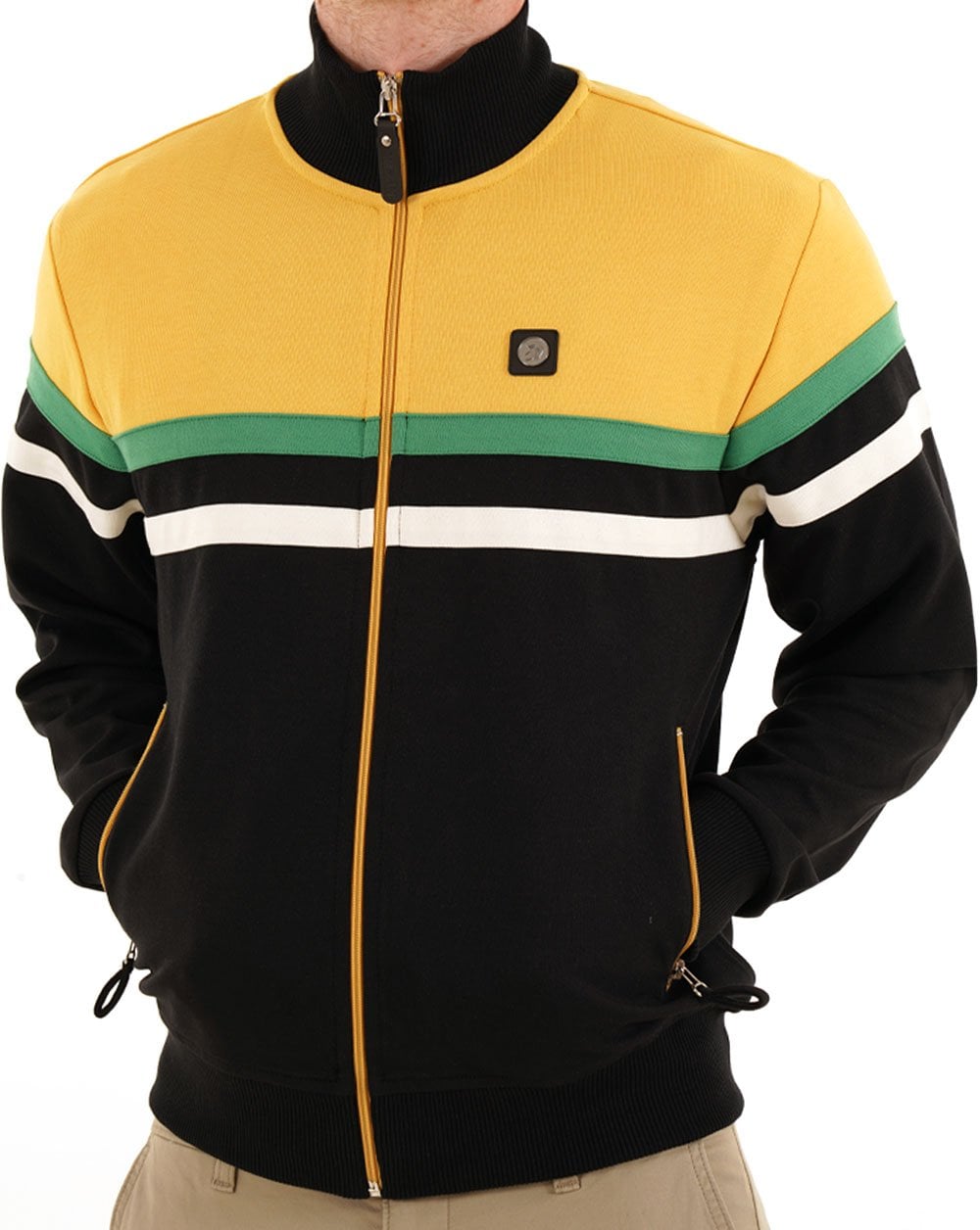 Trojan Split Stripe Track Top Schwarz/Gold
