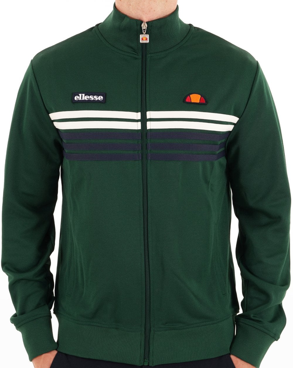 Ellesse 5-Streifen-Trainingsjacke Dunkelgrün
