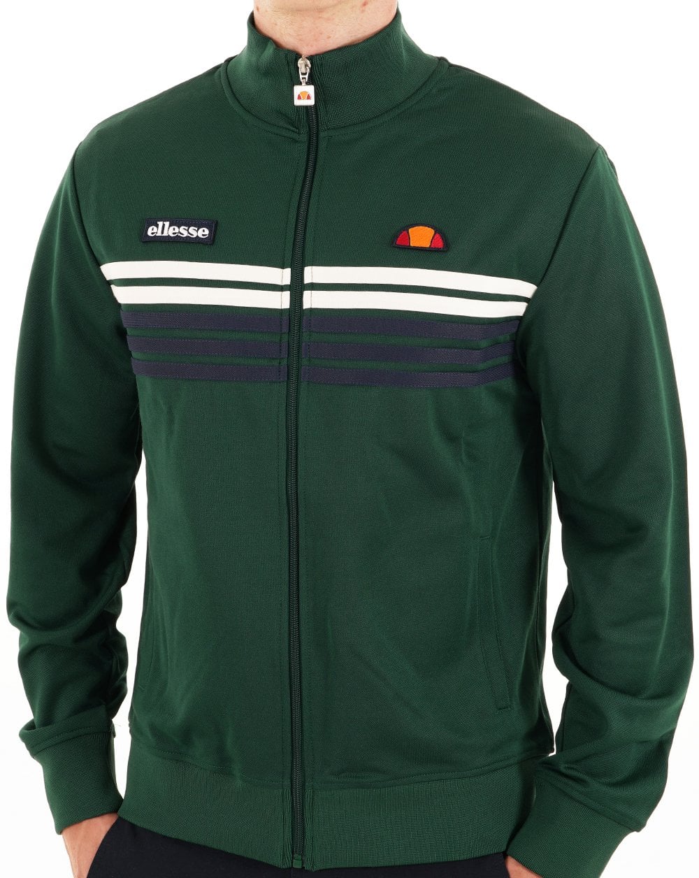 Ellesse 5-Streifen-Trainingsjacke Dunkelgrün