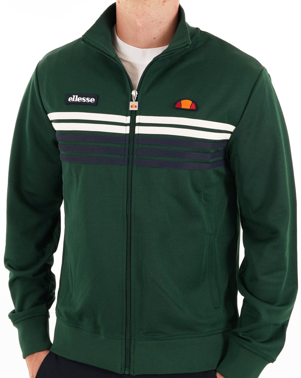 Ellesse 5-Streifen-Trainingsjacke Dunkelgrün