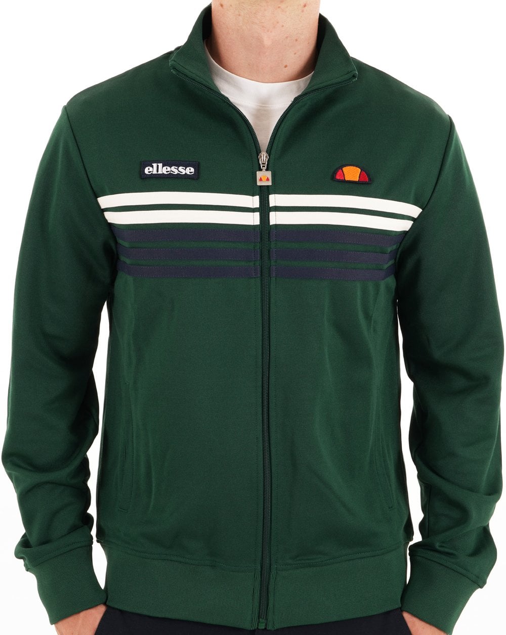Ellesse 5-Streifen-Trainingsjacke Dunkelgrün