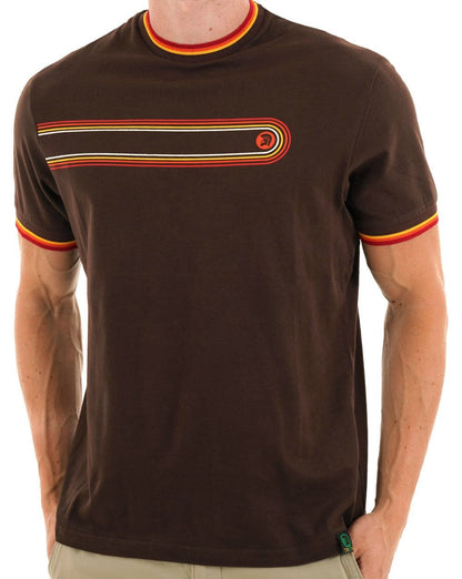 Trojan Retro Print Ringer T-Shirt Schokolade