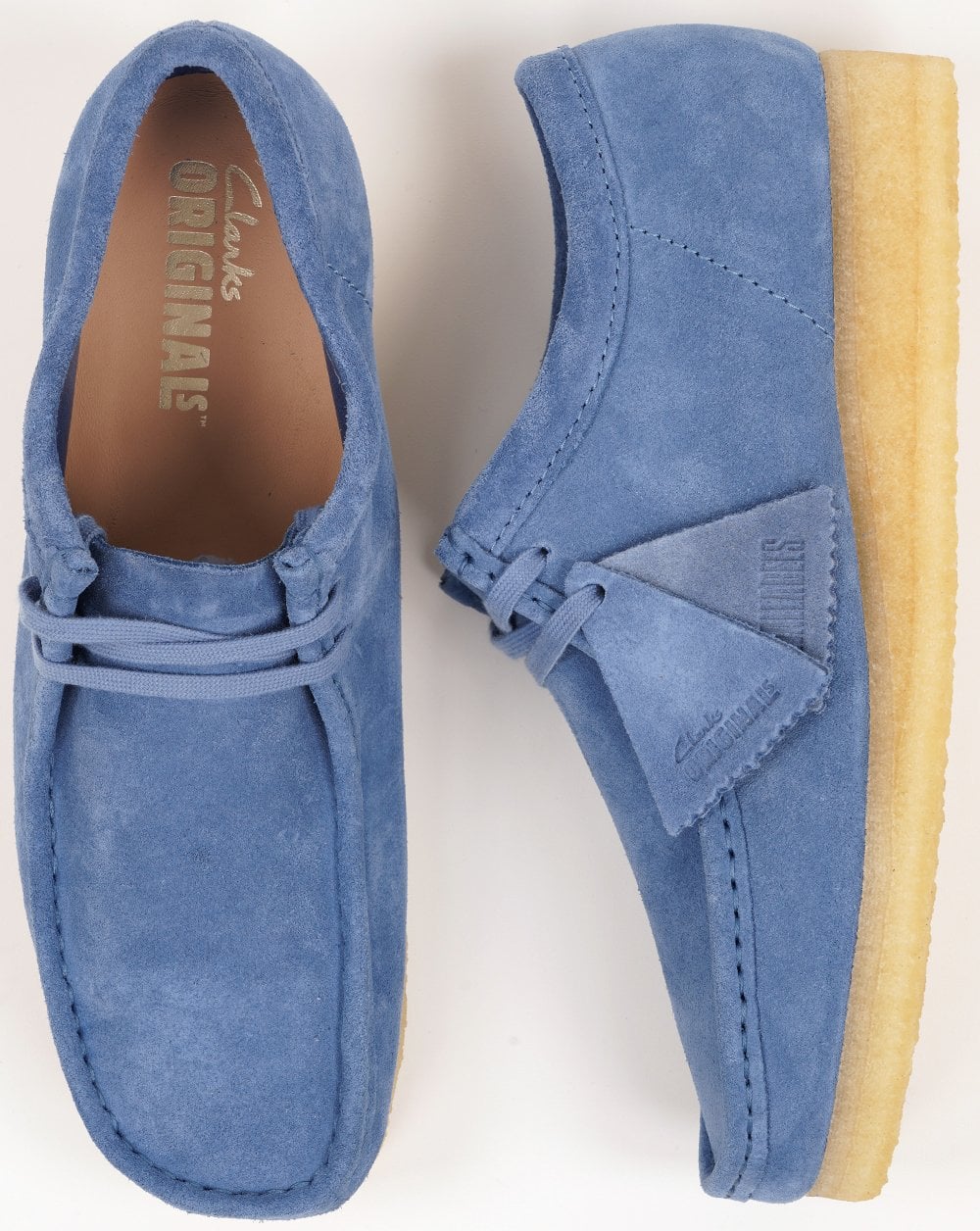 Clarks Originals Wallabee Schuhe, blaues Wildleder
