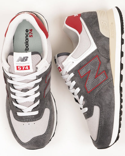 New Balance 574 Sneaker Grau / Dunkelrot