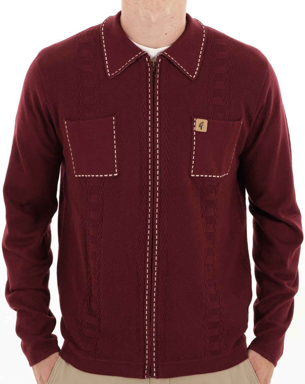 Gabicci Vintage Serge Strickpullover mit Reißverschluss, Maulbeerfarben