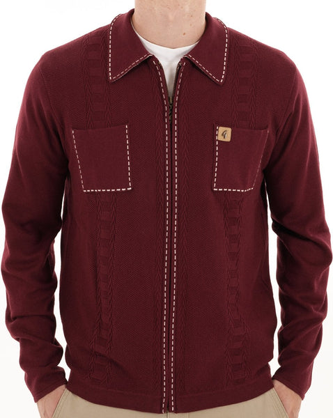 Gabicci Vintage Serge Knit Zip Up Mulberry