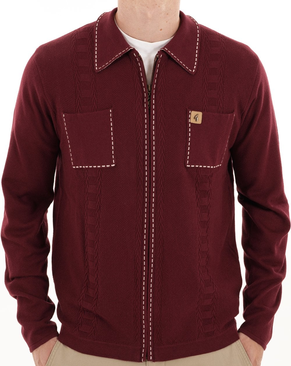 Gabicci Vintage Serge Strickpullover mit Reißverschluss, Maulbeerfarben