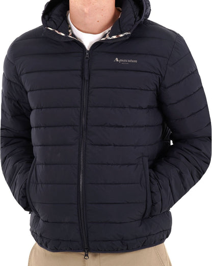 Aquascutum Kapuzenjacke, 100 g/m², Marineblau