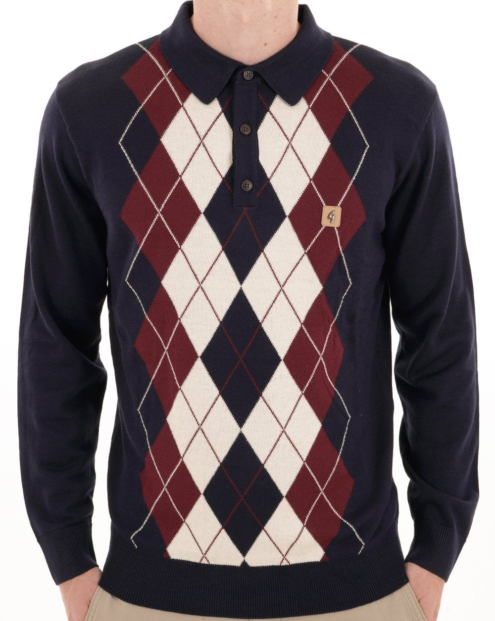 Gabicci Vintage Argyle Diamond Strickpolo Marineblau