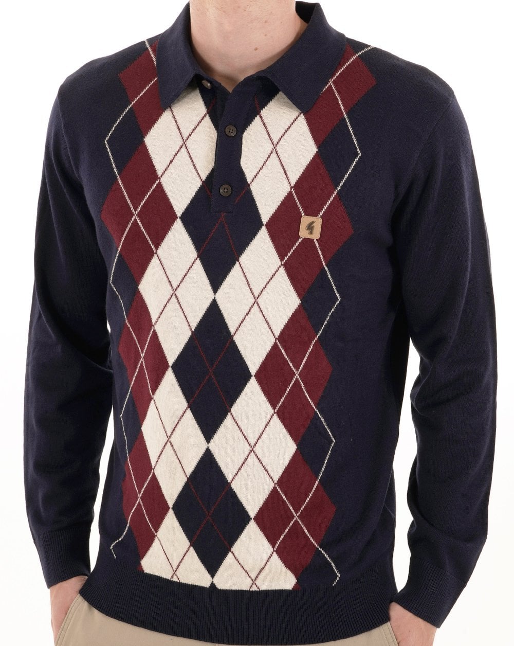 Gabicci Vintage Argyle Diamond Strickpolo Marineblau