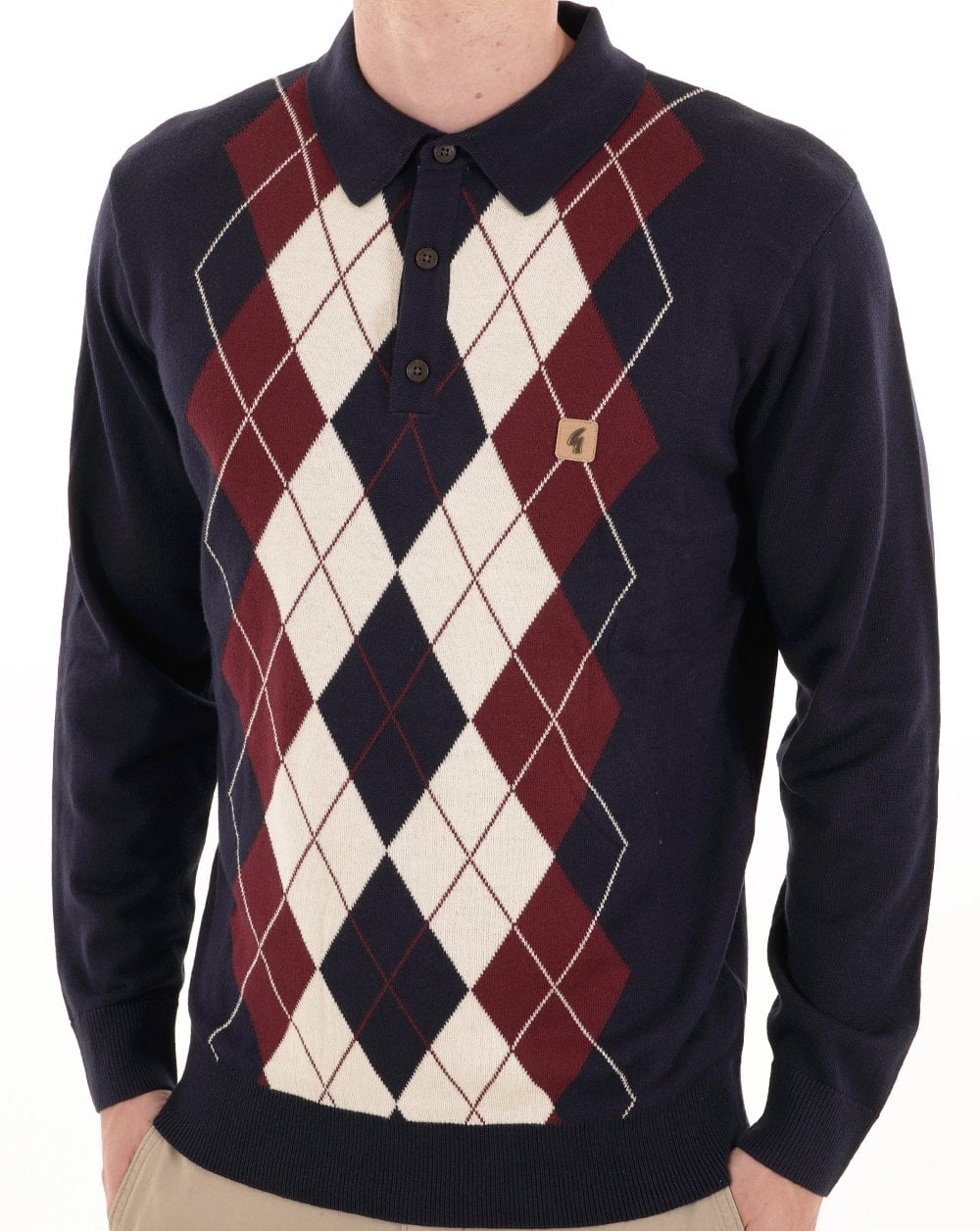Gabicci Vintage Argyle Diamond Strickpolo Marineblau