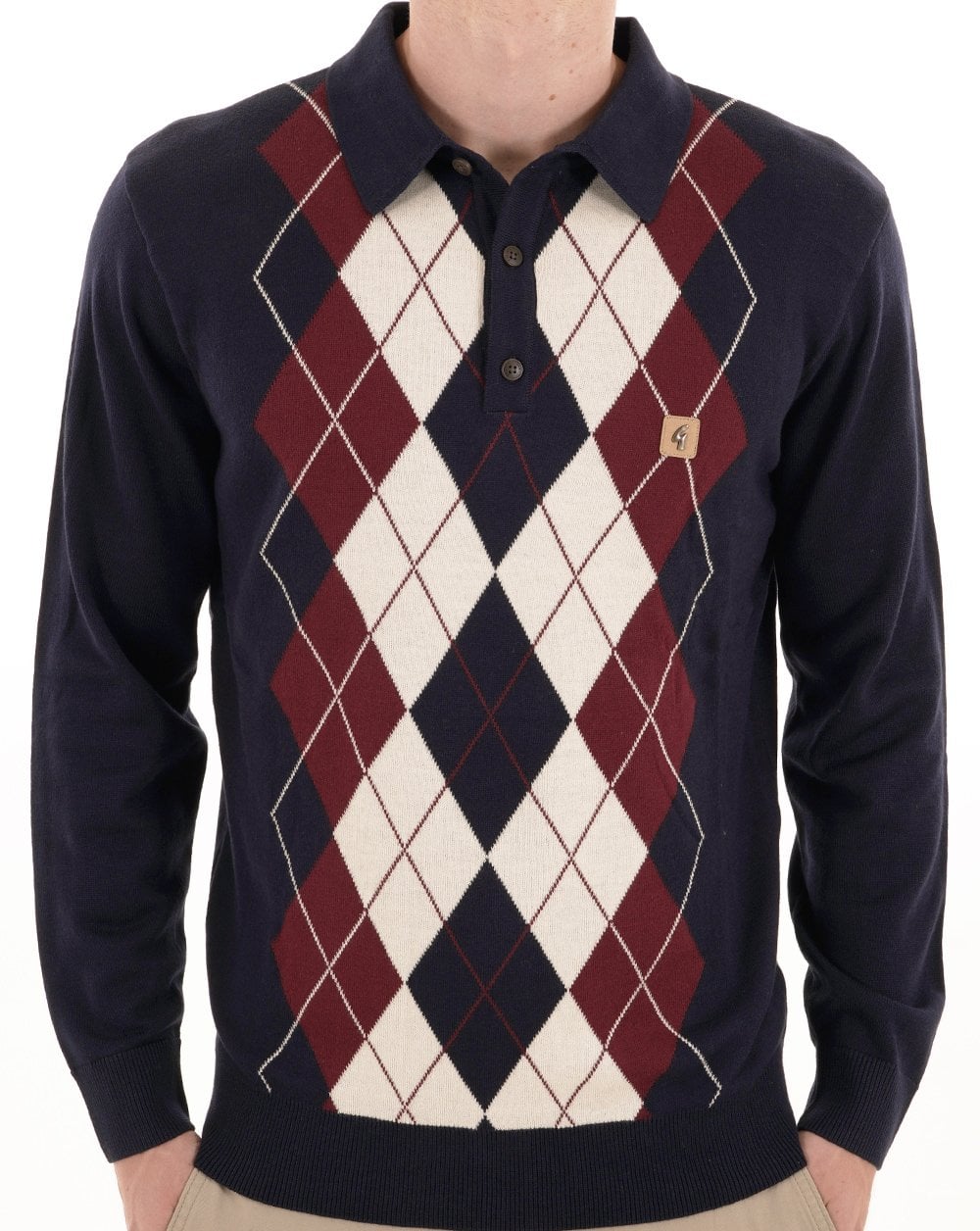 Gabicci Vintage Argyle Diamond Strickpolo Marineblau