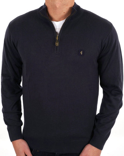 Gabicci Vintage 1/4-Reißverschluss-Pullover, Marineblau