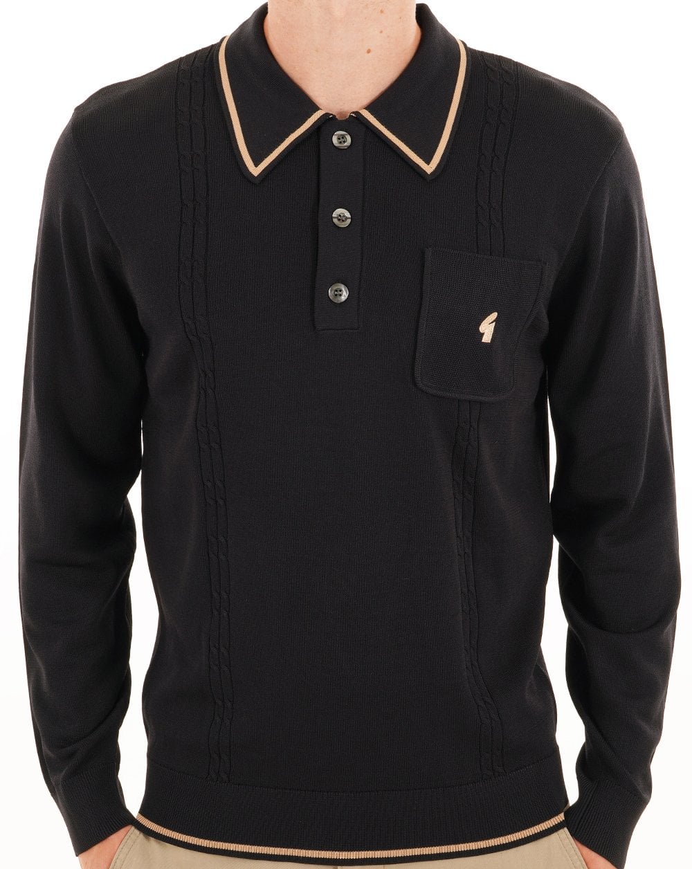 Gabicci Vintage Ned Archive Polo Schwarz
