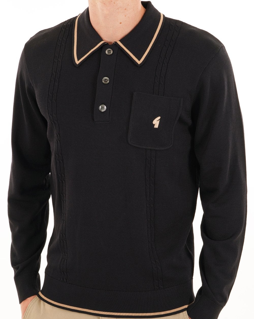 Gabicci Vintage Ned Archive Polo Schwarz