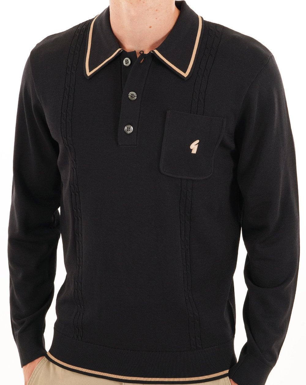 Gabicci Vintage Ned Archive Polo Schwarz