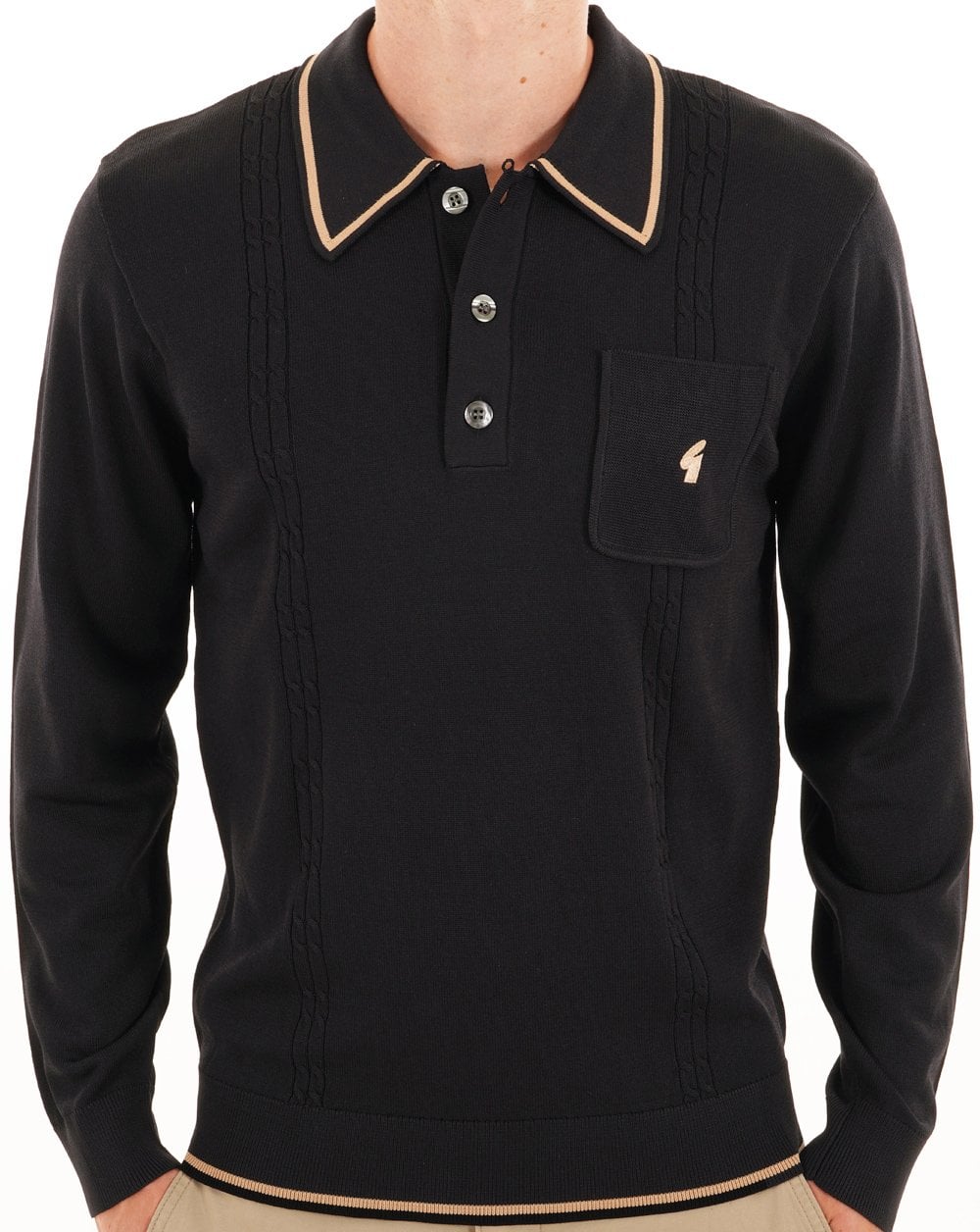 Gabicci Vintage Ned Archive Polo Schwarz