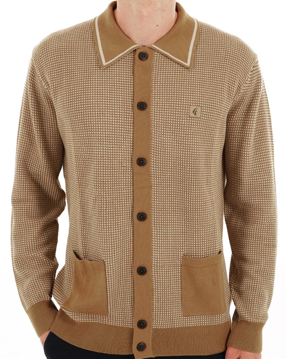 Gabicci Vintage Noel Button Through Knit Nutmeg