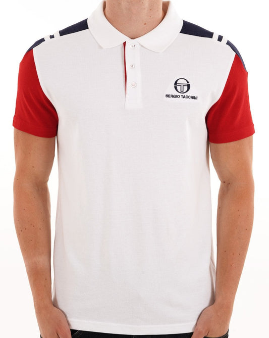 Sergio Tacchini Drive Poloshirt Weiß/Dunkelrot