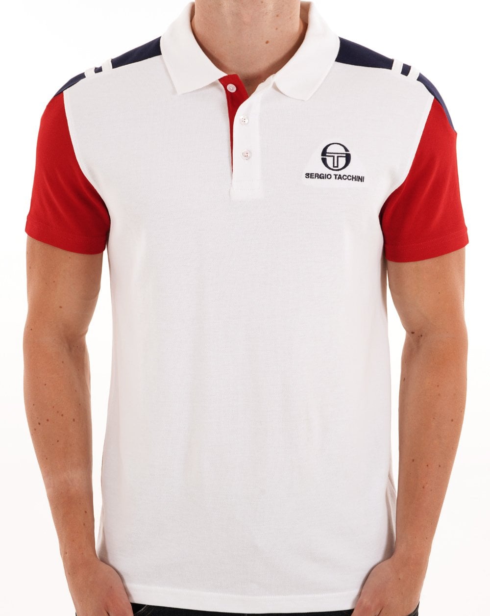 Sergio Tacchini Drive Poloshirt Weiß/Dunkelrot