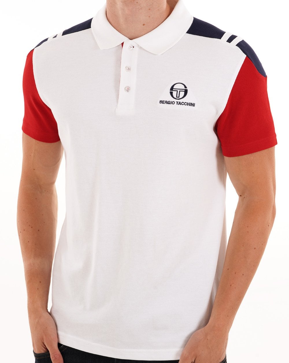 Sergio Tacchini Drive Poloshirt Weiß/Dunkelrot