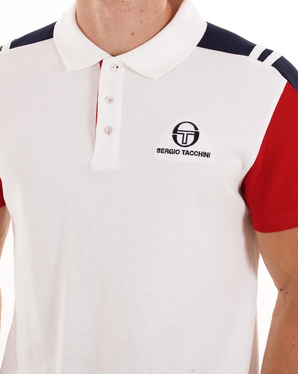 Sergio Tacchini Drive Poloshirt Weiß/Dunkelrot