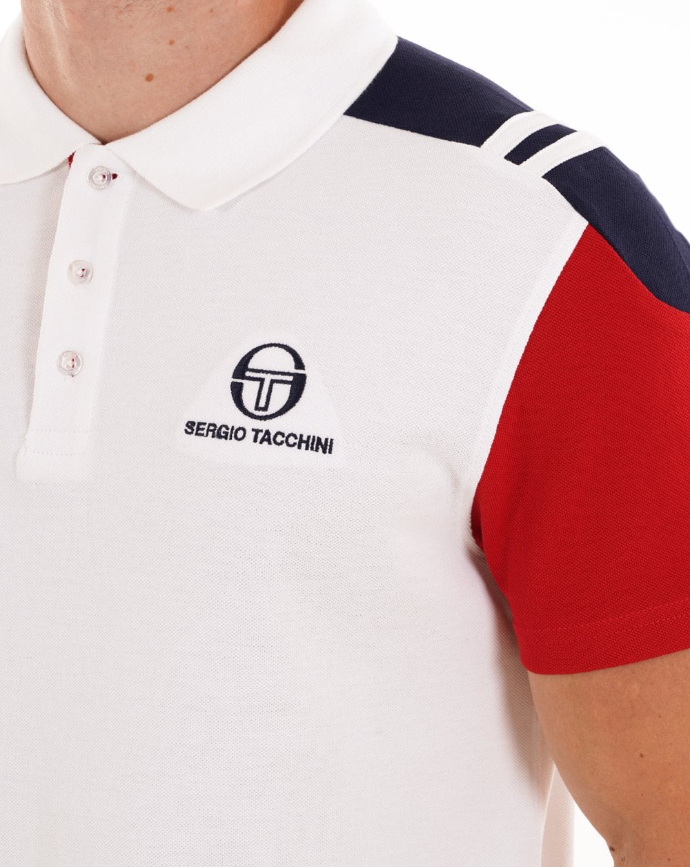 Sergio Tacchini Drive Poloshirt Weiß/Dunkelrot
